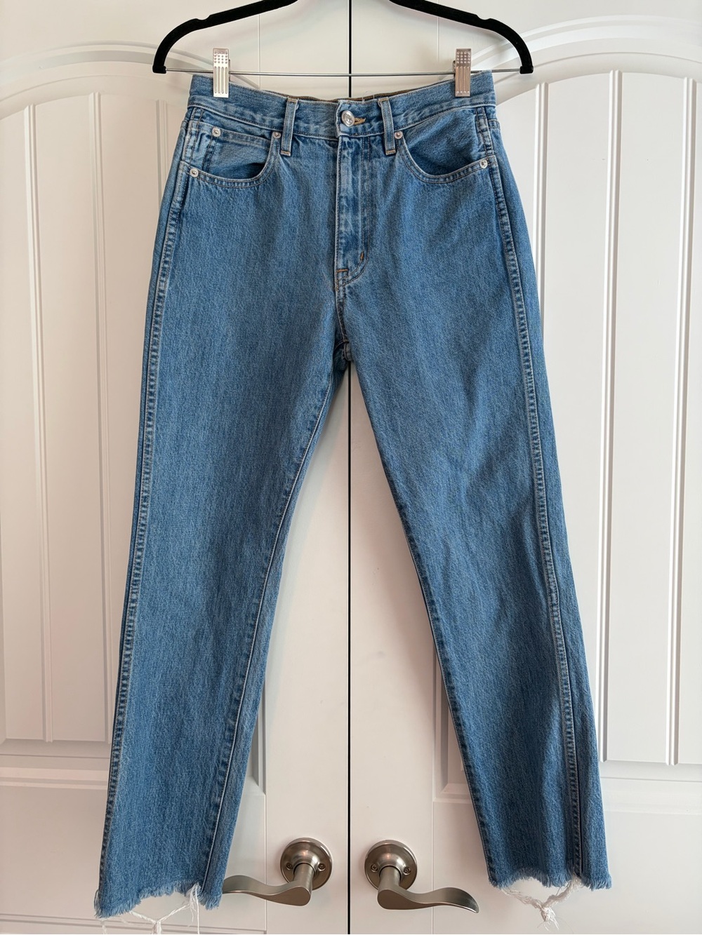 SLVRLAKE Hero High-Rise Straight-Leg Raw Hem Jeans Women's Size 26